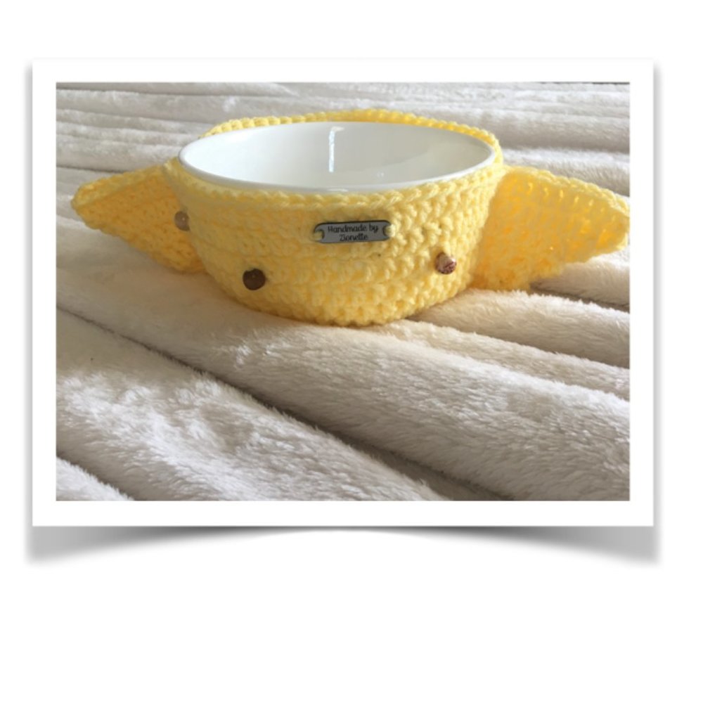 Hand Crafted Beaded Bowl Cozy - Yellow